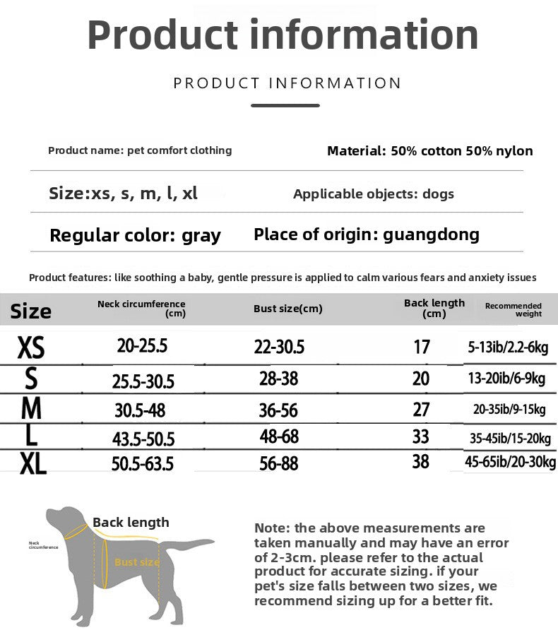 Pet Anxiety Relief Soothing Jacket