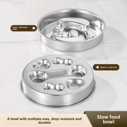 Stainless Steel Pet Slow Feeder Bowl