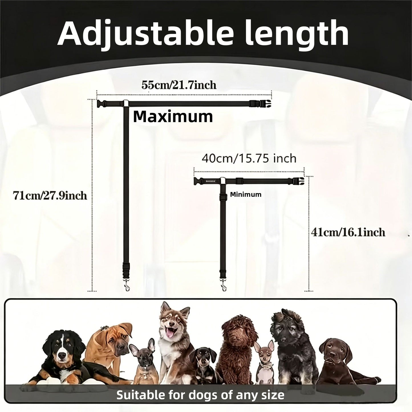 Adjustable Pet Car Safety Leash Harness