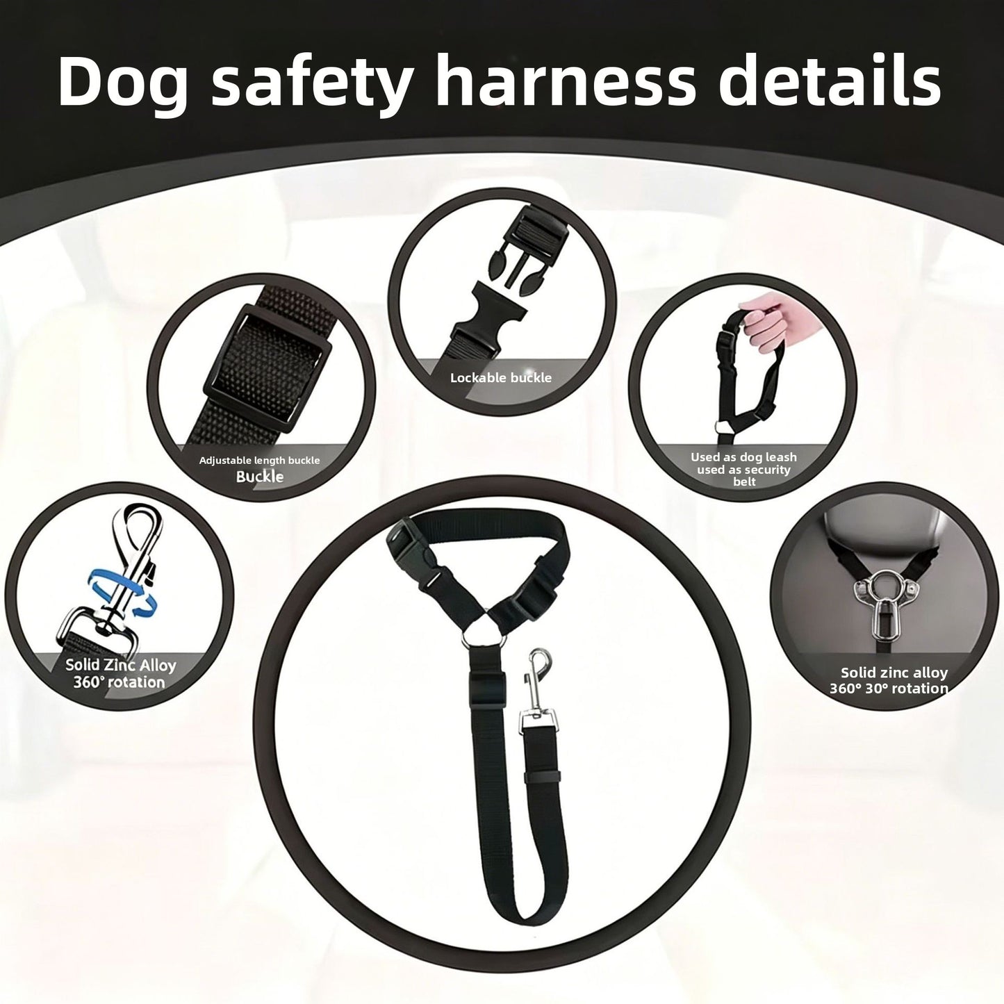 Adjustable Pet Car Safety Leash Harness